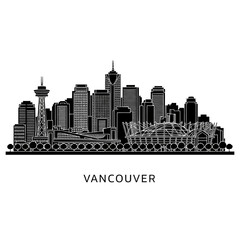 Fototapeta premium Vancouver Cityscape Silhouetted Against White Background