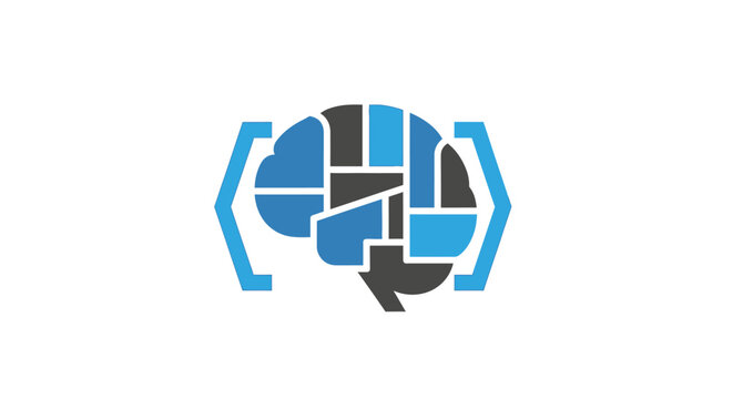 Stylized Brain Icon with Geometric Shapes.