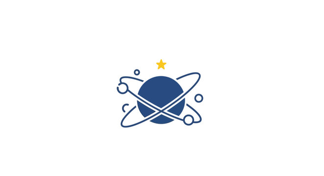 Stylized Planet Logo with Star and Rings.