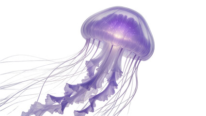 Translucent purple jellyfish with long tentacles floating © Peregrine