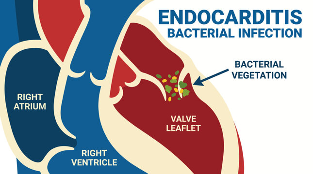 Endocarditis Bacterial Infection Heart Valve Vegetation Diagram