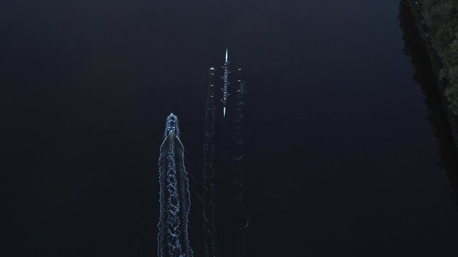 Overhead Aerial of Row Boats On The Swan River