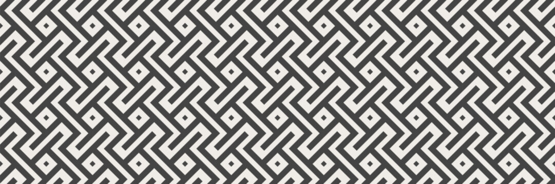 Geometric maze pattern. Blocks and lines construction seamless background. Labyrinth lattice bg. Vector