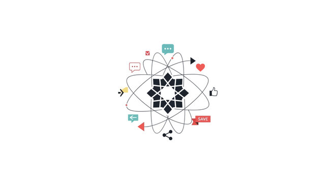 Black and colored network connection diagram.