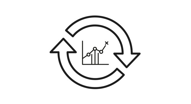Black and white business cycle graph.