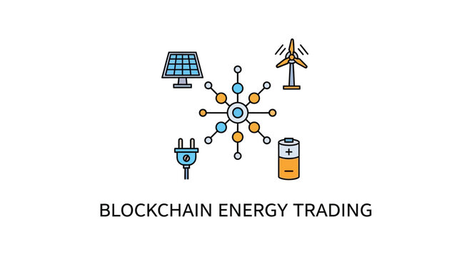 Blockchain energy trading system icon.