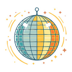 Obraz premium Retro disco ball with colorful panels and sparkling lights