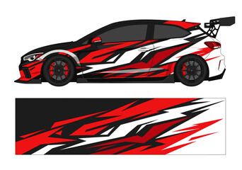Obraz premium Dynamic red and black sharp edge car wrap.