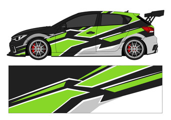Obraz premium Lime green and black angled vinyl car wrap graphics.