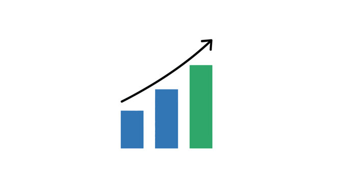 A Bar Graph With Three Bars The First Bar Is Blue The Second Is Green And