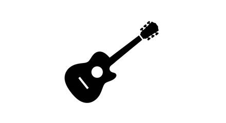 Black silhouette of acoustic guitar. © Paklek