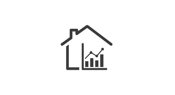 A Black And White Line Drawing Of A House With A Bar Graph On It The House