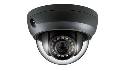 Black dome security camera with IR LEDs and clear lens © Rowena