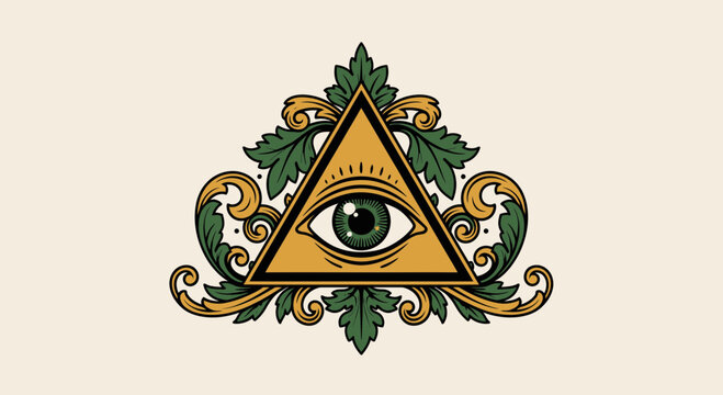 All seeing eye in triangle symbol 12.