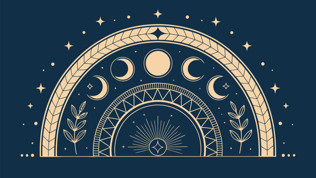 Cosmic arch logo with moon phases