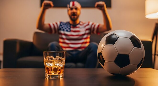 Football Fan Watching Match Celebration