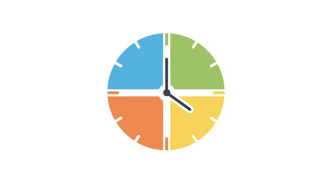 A Circular Clock Face With A White Background The Clock Face Is Divided