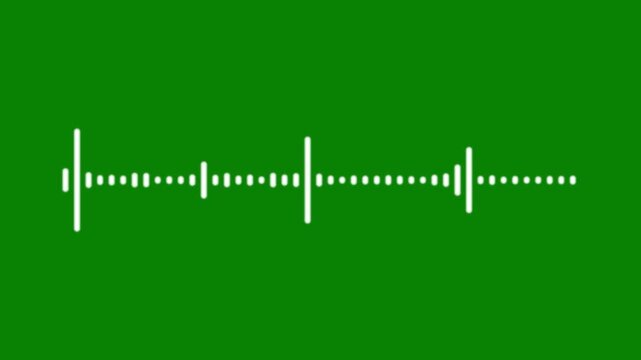 Audio visualizer animation, sound wave spectrum equalizer, white frequency bars, music waveform signal, digital audio meter display, alpha channel transparent 4K background