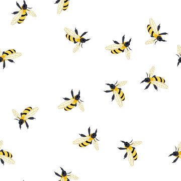 pattern hive bee cartoon. queen worker, drone colony, apiary beekeeping hive bee sign. seamless symbol vector illustration