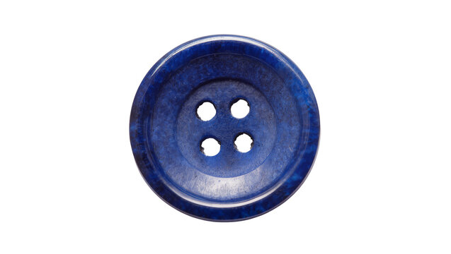 Round blue button with four holes
