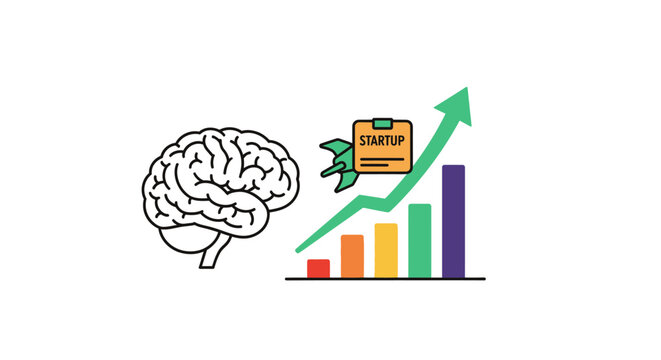 An Illustration Of A Brain On The Left Side And A Bar Graph On The Right