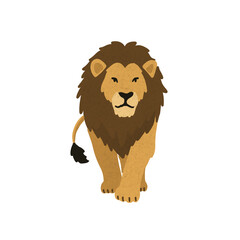 Cartoon Male Lion Walking Forward Vector Illustration. © iQbal Esmoyr