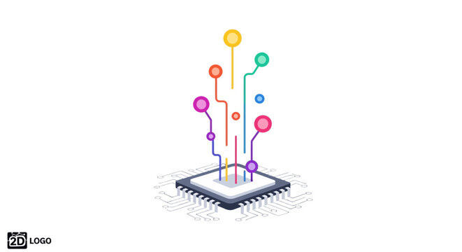 An Illustration Of A Computer Chip With A White Background The Chip Is In