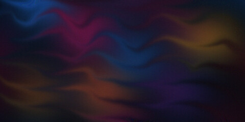 Mysterious fluid wave pattern in deep purple and dark blue tones with golden orange highlights for atmospheric digital backdrop. © Rk