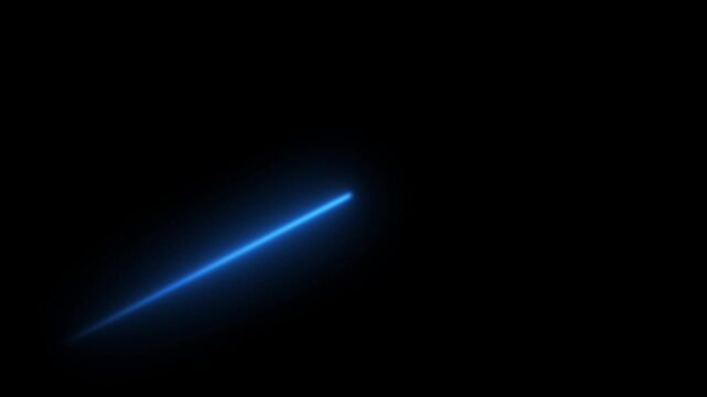  Abstract glowing horizontal neon lines streaming across on the screen. neon blue color up two top video black background,