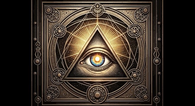 All seeing eye in triangle symbol 7.