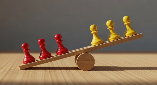 Pawns on a balancing scale