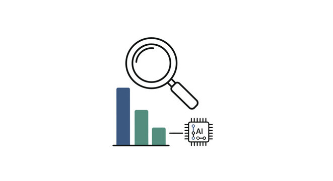 A Line Drawing Of A Magnifying Glass Hovering Over A Bar Graph The Bar