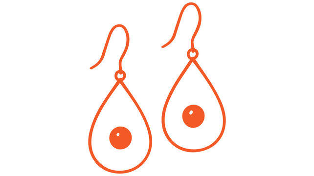 Orange teardrop earrings with circular details isolated on white background