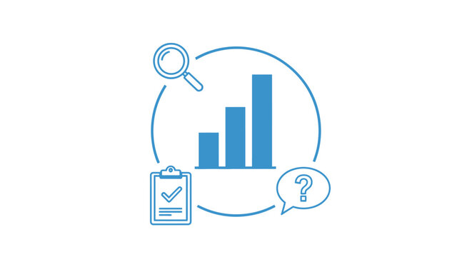 A Blue Line Drawing Of A Circle With A Bar Graph Inside It The Bar Graph