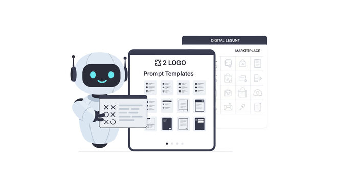 A Digital Layout Of A Website With A Robot Holding A Sign That Reads E2