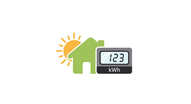 A Graphic Design That Represents A House And A Digital Thermometer The