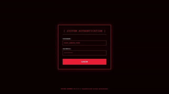 Cyber Security Hacker System Authentication Login Interface.