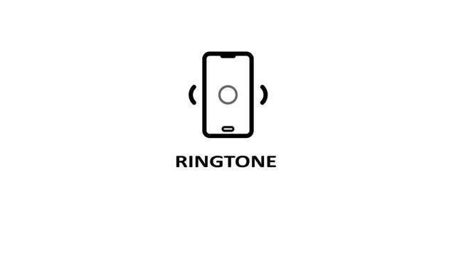 Smartphone ringtone animation with pulsing sound waves and vibrating effect mobile phone ringing