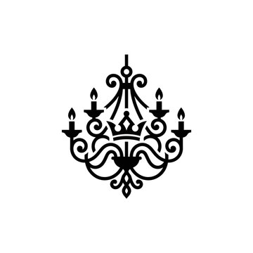 Black ornate chandelier lighting fixture.