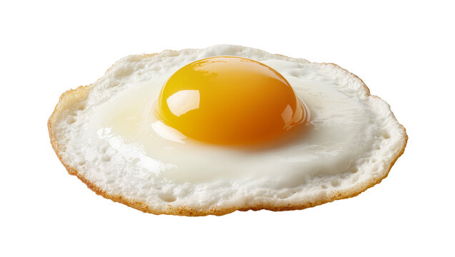 Fried egg with bright yellow yolk and white albumen