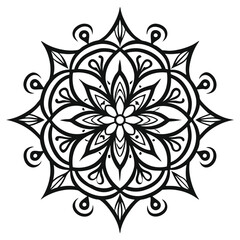 Fototapeta premium Intricate black mandala design, floral vector pattern, decorative element, ornate illustration