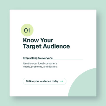 Business marketing tips social media post template with target audience text