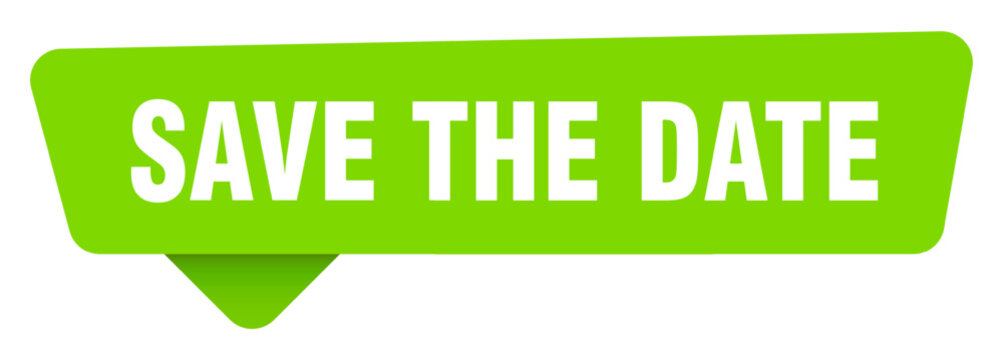 save the date green sign isolated on transpatent background. save the date sticker