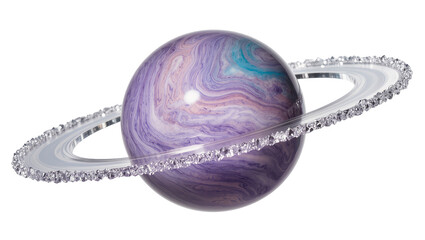 Purple planet with swirling clouds and crystal ring © dominica