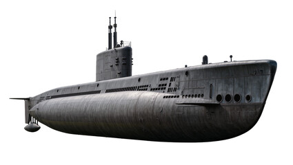 Dark gray submarine with conning tower and propellers © dominica