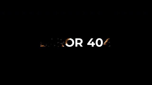 Error 404 Burning Fire Warning Text On Black Background 4K