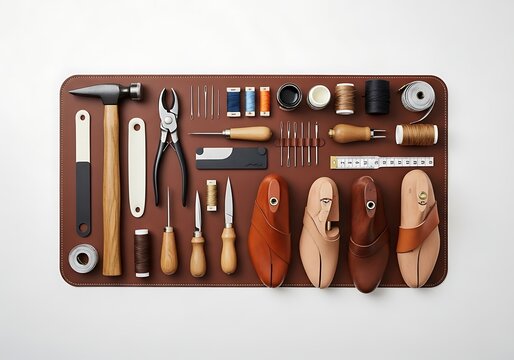 Sewing tools and accessories on a purple background