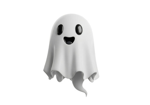 Cute cartoon ghost character isolated on transparent background