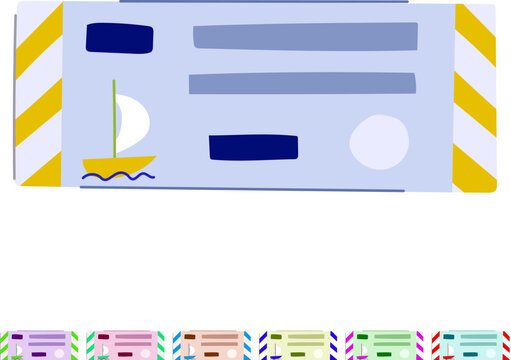 sea cruise ship ticket cartoon. boat template, travel ocean, pass card sea cruise ship ticket sign vector