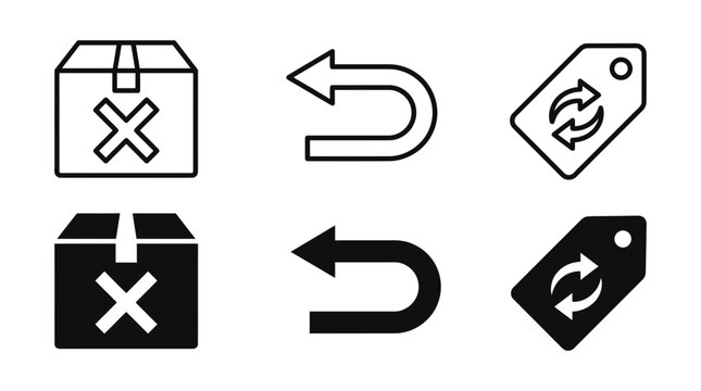 Logistics and ecommerce delivery icons set with return box arrow and price tag logistics ecommerce shipping delivery